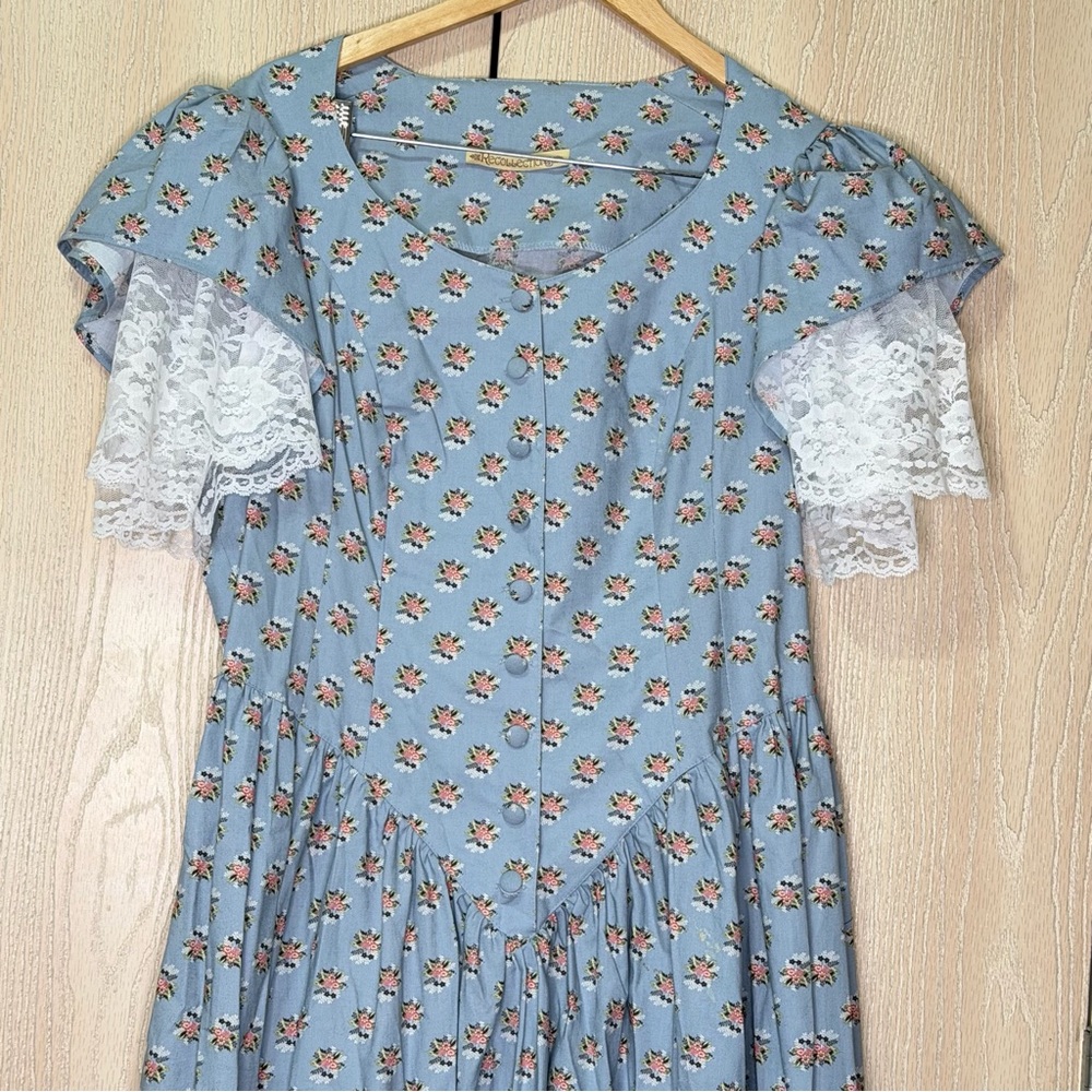 Recollection Mona Print Prairie Cottage Core Pioneer Vintage Style Cotton Dress - Picture 3 of 15